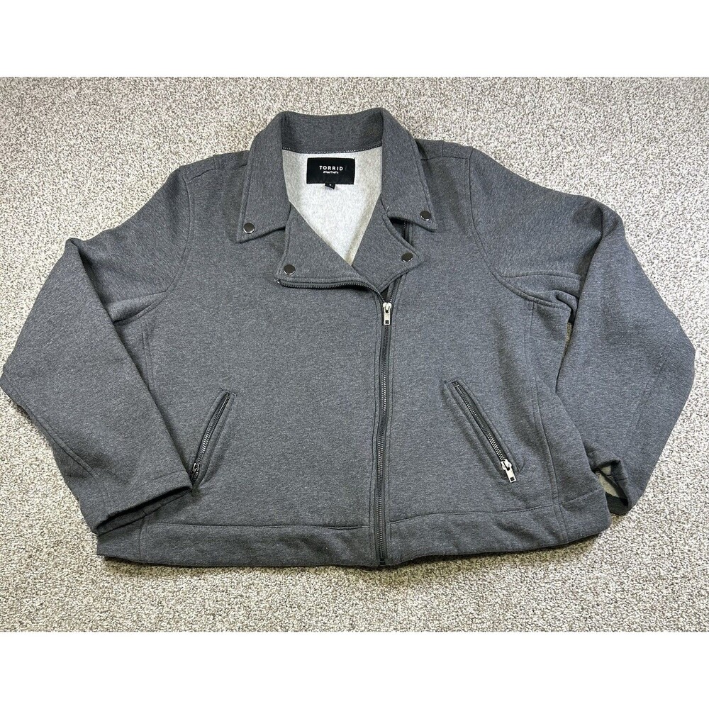 Women’s Torrid Grey Knit Moto Jacket Size 3 Zip Up